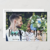 Carte de remerciements photo Mariage simple (Devant / Derrière)