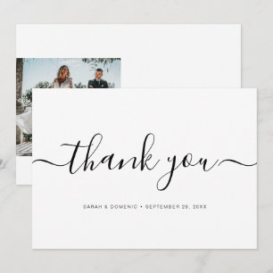 Carte De Remerciements Photo Mariage simple et chic
