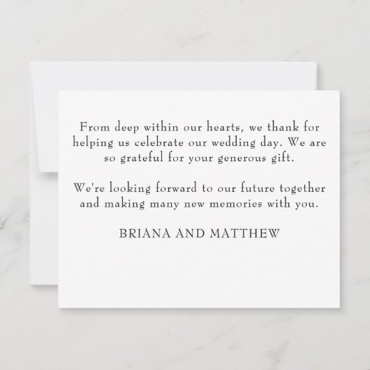 Carte de remerciements photo Mariage simple et mod (Dos)