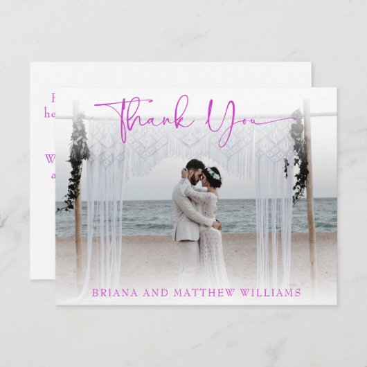 Carte de remerciements photo Mariage simple et mod (Devant / Derrière)