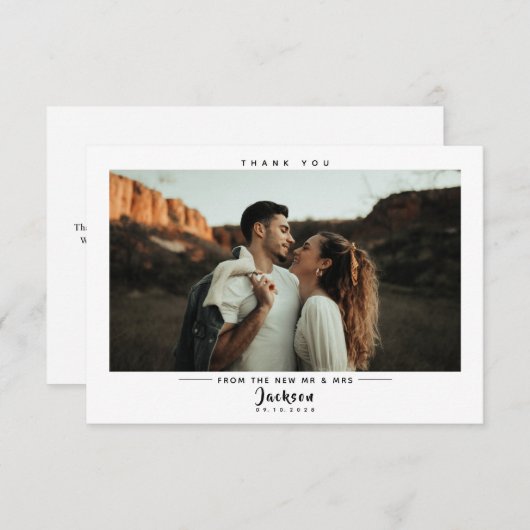 Carte de remerciements photo Mariage simple et mod (Devant / Derrière)