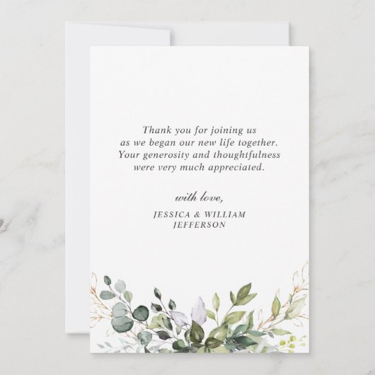 Carte De Remerciements PHOTO Mariage Simplement Eucalyptus (Dos)