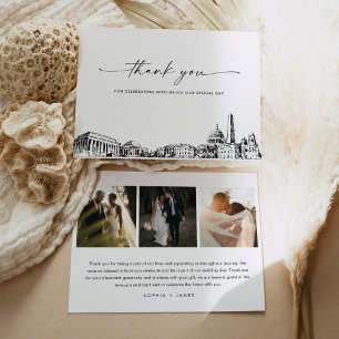 Carte de remerciements photo Mariage Skyline de Wa