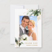 Carte De Remerciements Photo Mariage Tropical Foliage Gold (Devant)