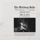 Carte de remerciements photo Mariage unique du jou (Devant / Derrière)