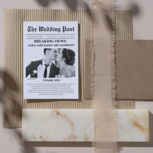 Carte de remerciements photo Mariage unique du jou