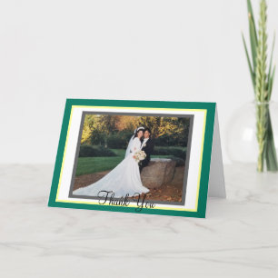 Carte de remerciements photo mariage vert vert jau