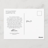 Carte de remerciements photo Mariage XO minimalist (Dos)