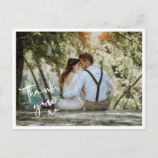 Carte de remerciements photo Mariage XO minimalist (Devant)