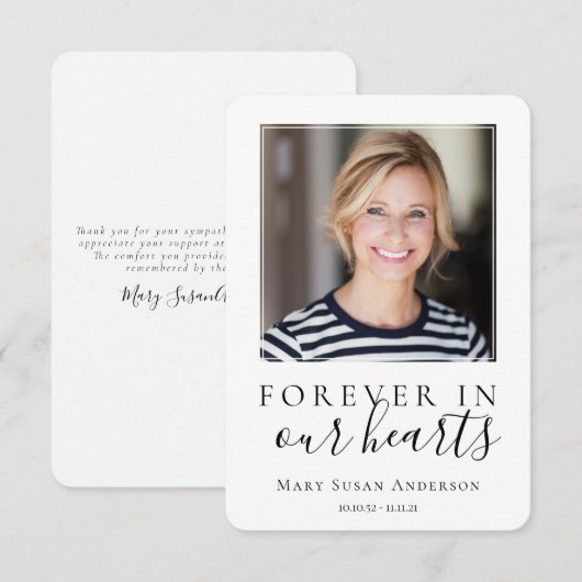 Carte De Remerciements Photo minimale Sympathy Funeral (Devant / Derrière)