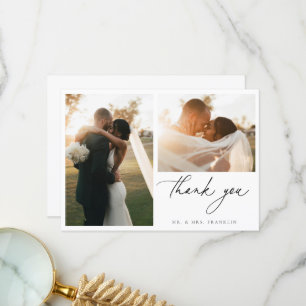 Carte De Remerciements Photo minimaliste chic contemporain Mariage