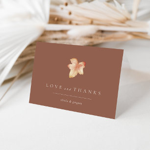 Carte De Remerciements Photo minimaliste d'une feuille d'automne à l'inté