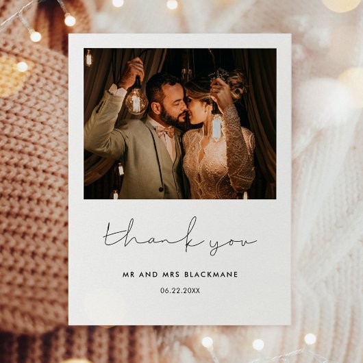 Carte De Remerciements Photo minimaliste manuscrite mariage