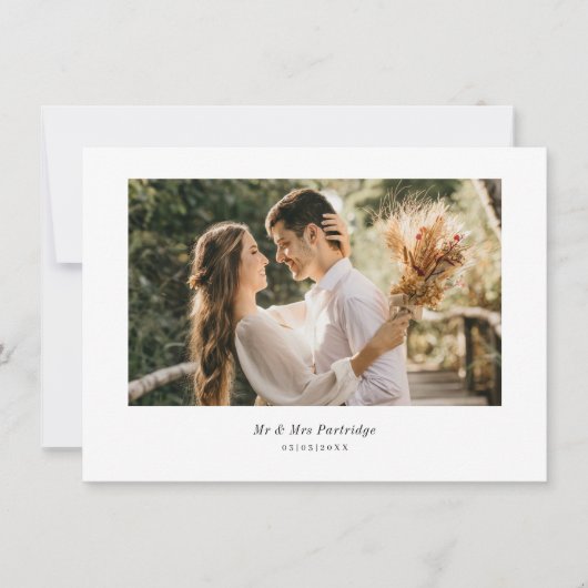 Carte de remerciements photo minimaliste Mariage (Devant)