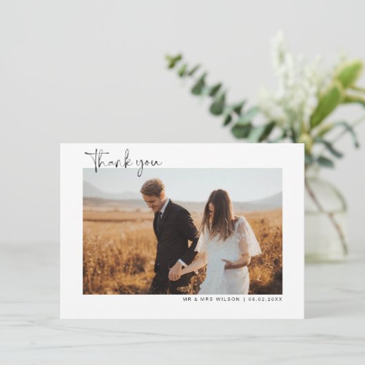 Carte de remerciements photo minimaliste Mariage (Debout devant)