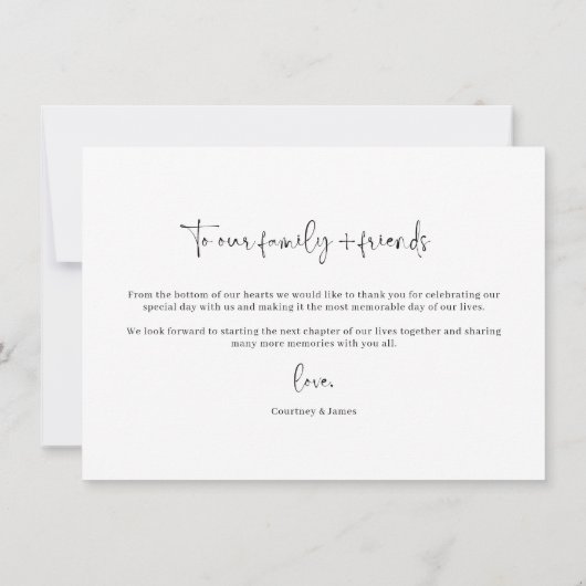 Carte de remerciements photo minimaliste Mariage (Dos)