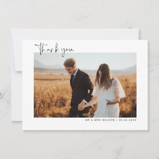 Carte de remerciements photo minimaliste Mariage (Devant)