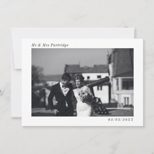 Carte de remerciements photo minimaliste Mariage (Devant)