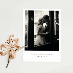 Carte de remerciements photo minimaliste Mariage c