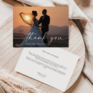 Carte de remerciements photo minimaliste Mariage d