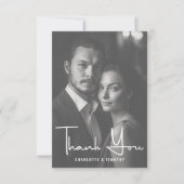 Carte De Remerciements Photo minimaliste Mariage noir blanc (Devant)