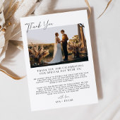 Carte De Remerciements Photo minimaliste moderne Mariage