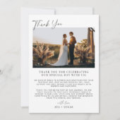 Carte De Remerciements Photo minimaliste moderne Mariage (Devant)