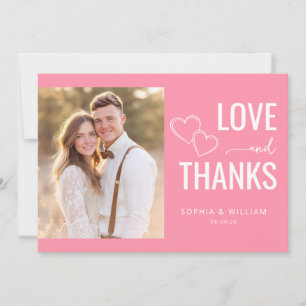 Carte De Remerciements Photo Minimaliste Rose Romantique