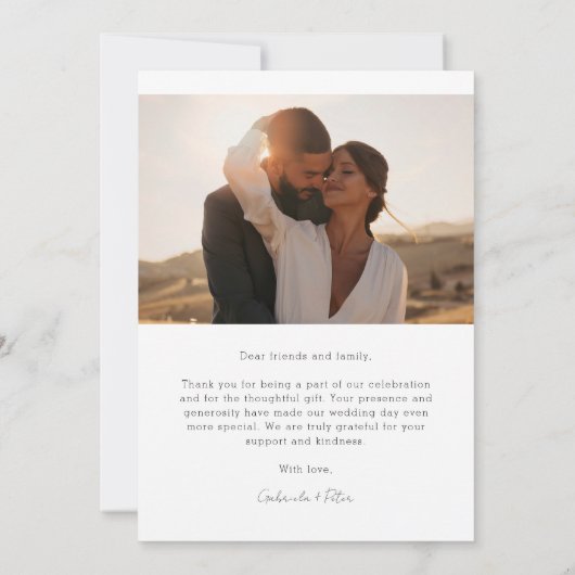 Carte de remerciements photo minimaliste simple (Dos)