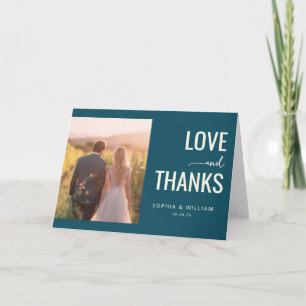 Carte De Remerciements Photo minimaliste teal romantique