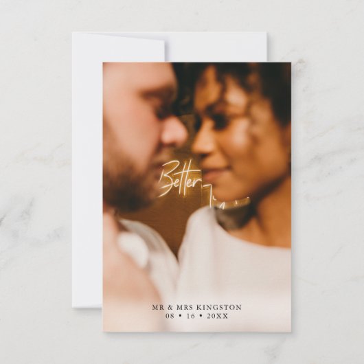 Carte De Remerciements Photo Modern Heart Script Simple Mariage (Dos)