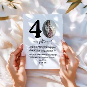 Carte De Remerciements Photo Moderne 40e Anniversaire