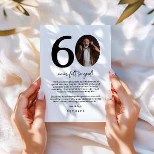 Carte De Remerciements Photo Moderne 60e Anniversaire