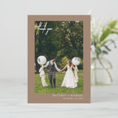 Carte De Remerciements Photo Moderne À Lettres À La Main Tan (Debout devant)