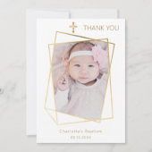 Carte De Remerciements Photo moderne baptême simple (Devant)