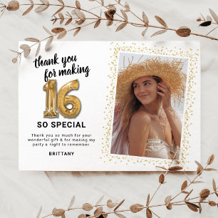 Carte De Remerciements Photo moderne du 16e anniversaire