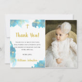 Carte de remerciements photo moderne Elegant Blue (Devant)