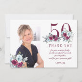 Carte De Remerciements Photo moderne et élégante de 50e anniversaire (Devant)