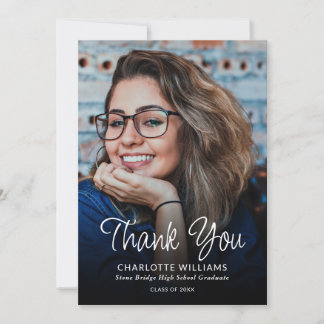Carte De Remerciements Photo Moderne Graduation Minimaliste