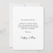 Carte De Remerciements Photo moderne Graduation noir et blanc (Dos)