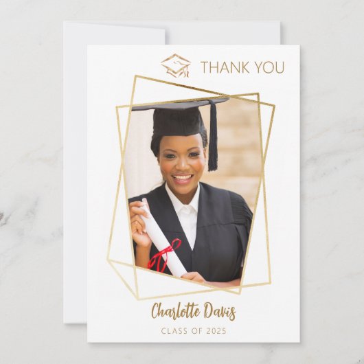 Carte De Remerciements Photo moderne graduation simple (Devant)