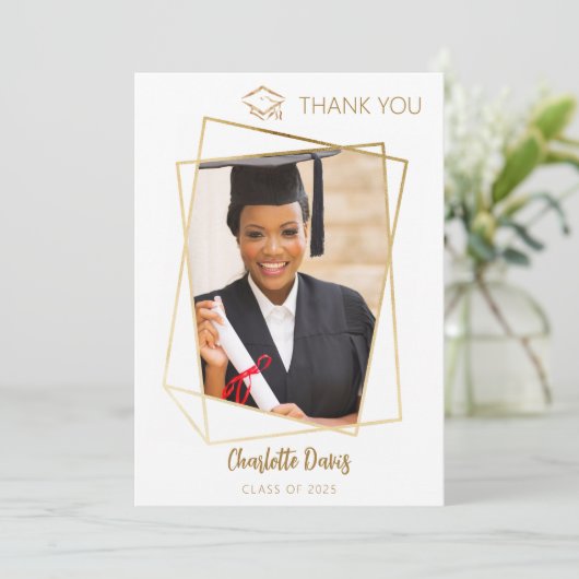 Carte De Remerciements Photo moderne graduation simple (Debout devant)