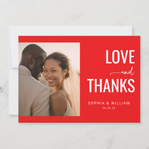 Carte De Remerciements Photo Moderne Rouge Romantique