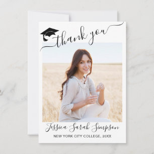 Carte De Remerciements PHOTO Moderne Simple Minimaliste Graduation
