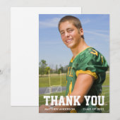 Carte De Remerciements Photo Moderne Sportive Graduation (Devant / Derrière)