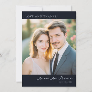 Carte De Remerciements Photo Navy Romantique