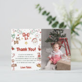 Carte De Remerciements Photo Noël Père Noël Anniversaire (Debout devant)