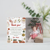 Carte De Remerciements Photo Noël Père Noël Anniversaire (Debout devant)