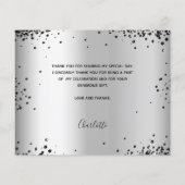 Carte de remerciements photo noir argent anniversa (Dos)