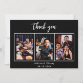 Carte de remerciements photo noir blanc anniversai (Devant)